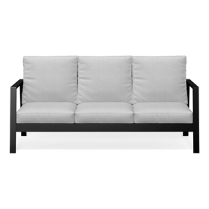 75&quot All-Weather Aluminum 3-seat Patio Sofa - Thick Light Gray Cushions