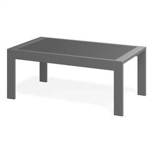 43&quot x 24&quot All-Weather Metal Outdoor Coffee Table - Wood-Look Top