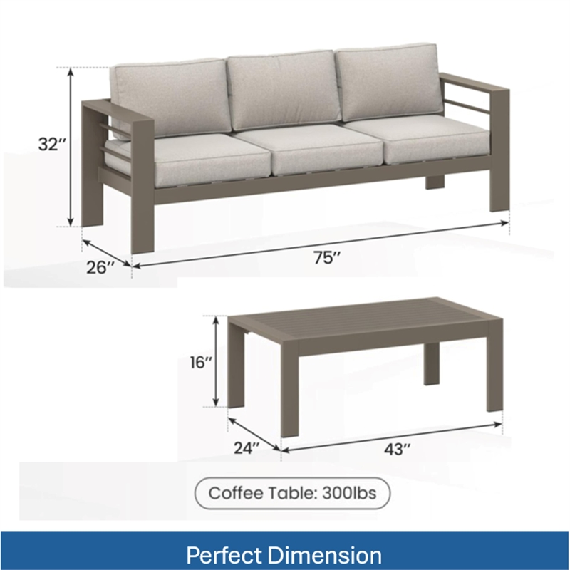 2 Pieces Outdoor Patio Set - All-Weather 75