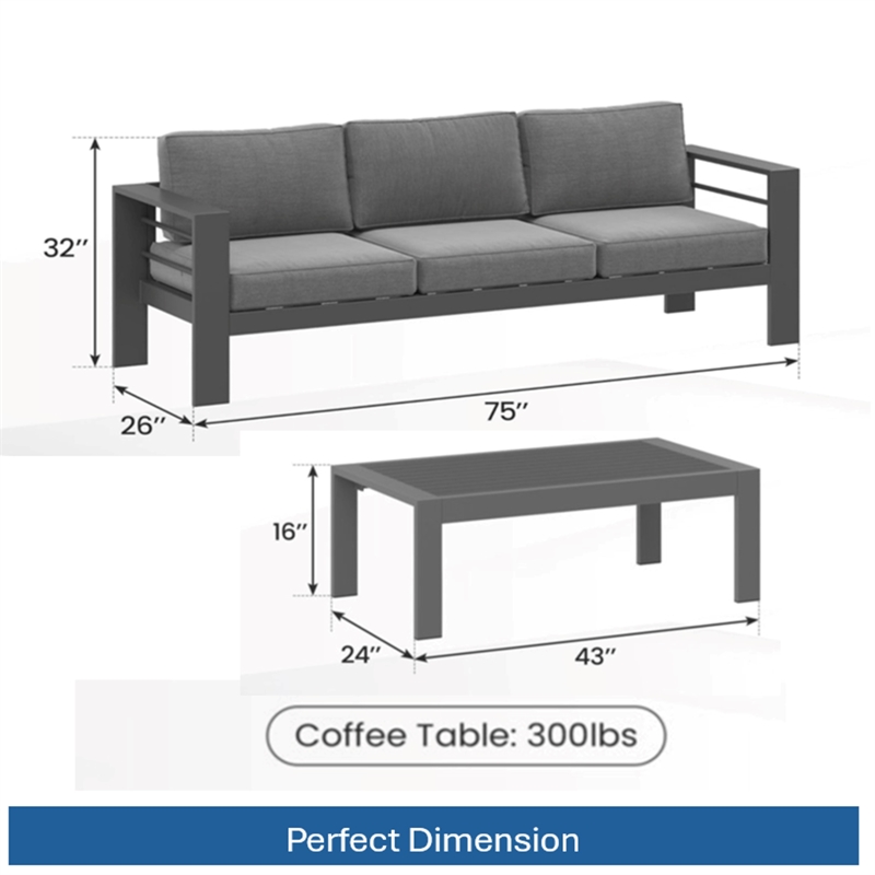 2 Pieces Outdoor Patio Set - All-Weather 75