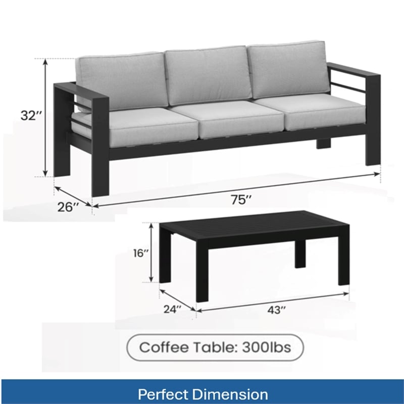 2 Pieces Outdoor Patio Set - All-Weather 75