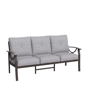 70&quot All-Weather Metal 3-Seat Patio Sofa - Khaki Frame with Gray Cushions