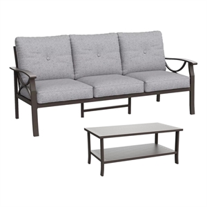 2 Piece Outdoor Patio Set - 70&quot All-Weather Metal - Khaki Frame