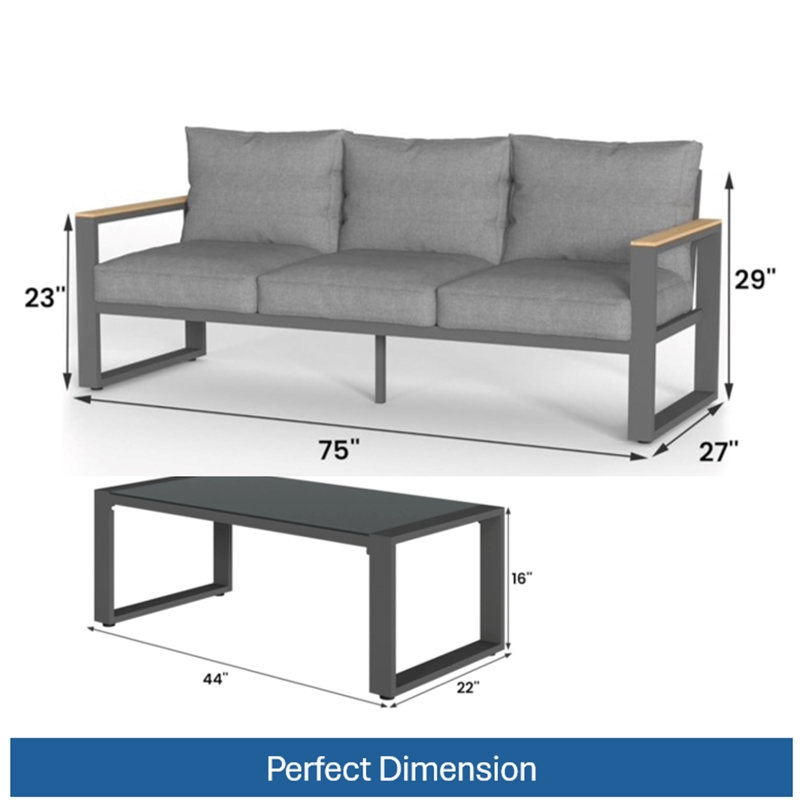 2-Piece 3-Seat Outdoor Sofa Couch Set - 75