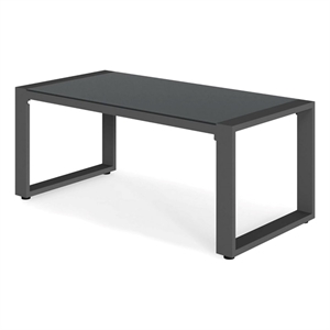 44&quot x 22&quot All-Weather Aluminum Outdoor Gray Coffee Table - Tempered Glass