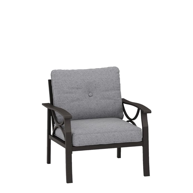 All-Weather Metal Armchairs - Khaki Frame with Gray Cushions (Set of 2)