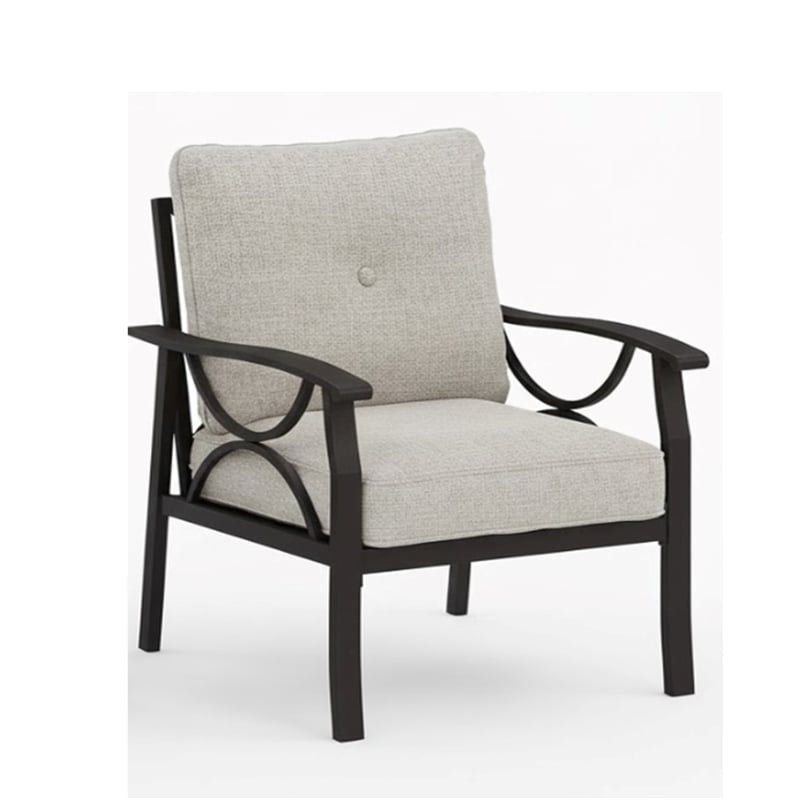 All-Weather Metal Armchairs - Khaki Frame with Beige Cushions (Set of 2)