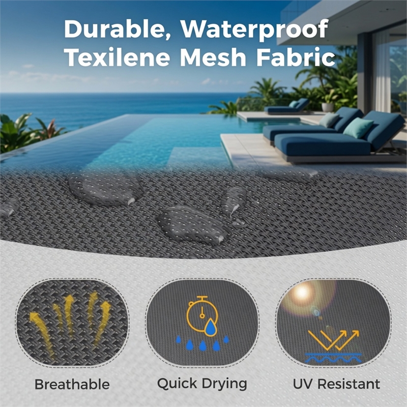 Heavy Duty Metal Grey Outdoor Patio - All Weather Textilene (Set of 6)