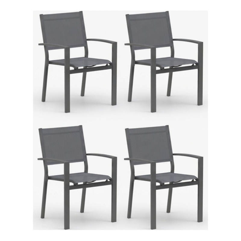 Heavy duty Metal Grey Outdoor Patio - All Weather Textilene (Set of 4)