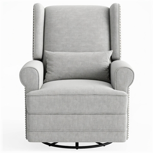 34.25&quot Extra Wide Off White Swivel Recliner Glider Chair with Footrest