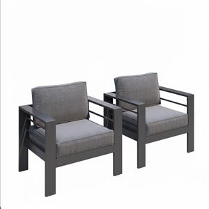 28&quot All-Weather Aluminum Patio - Thick Dark Gray Cushions (2-Pack)