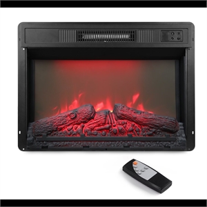 23&quot Black Electric Fireplace Insert Heater with Multicolor Flames - Remote