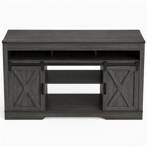 58&quot Dark Grey Farmhouse TV Stand for 65&quot+ TV - Sliding Barn Doors - Storage