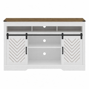 58&quot Farmhouse TV Stand for 65&quot+ TV - Storage - Ivory - Sliding Barn Doors