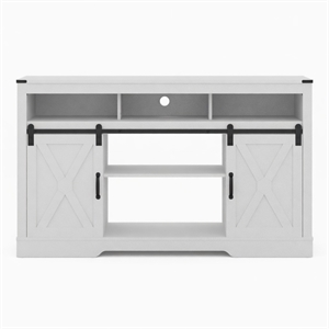 58&quot White Farmhouse TV Stand for 65&quot+ TV with Sliding Barn Doors & Storage