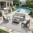 4-Piece Metal Patio Furniture Set - 5-Seat All-Weather Conversation Sofa