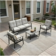 4-Piece Metal Patio Furniture Set - 5-Seat All-Weather Conversation Sofa