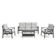 4-Piece Metal Patio Furniture Set - 5-Seat All-Weather Conversation Sofa