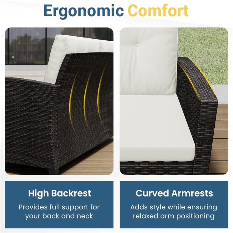 4-Piece All Weather Wicker Outdoor Patio Conversation Set - Beige Cushions