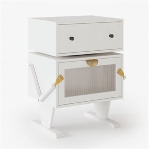 20.7&quot Wide White Robot LED Nightstand - Engineered Wood