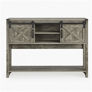 46&quot Modern Farmhouse Entryway Table - Storage - Sliding Barn - Light Grey