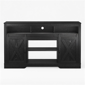 58&quot Black Farmhouse TV Stand for 65&quot+ TV with Sliding Barn Doors & Storage