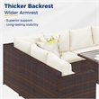 7 Piece Wicker Outdoor Dining Set - 9-Seat Outdoor Sectional Beige Cushions