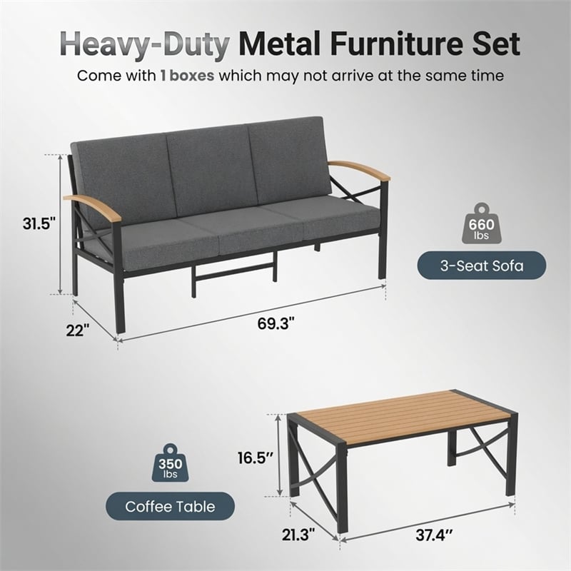 2 Pieces Outdoor Patio Set - All-Weather 69.3