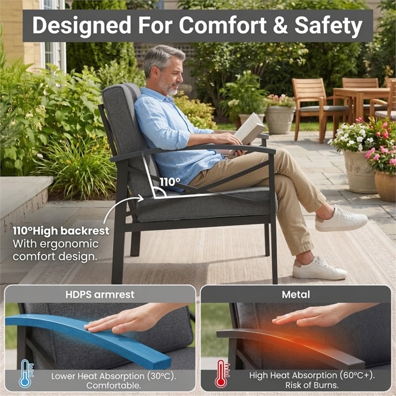 2 Pieces Outdoor Patio Set - All-Weather 69.3