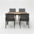 5-Piece Grey Aluminum Patio Dining Set - 4-Seat All-Weather - Square Table