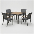 5-Piece Grey Aluminum Patio Dining Set - 4-Seat All-Weather - Square Table