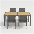 5-Piece Grey Aluminum Patio Dining Set - 4-Seat - Rectangular Table