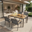 5-Piece Grey Aluminum Patio Dining Set - 4-Seat - Rectangular Table
