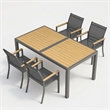 5-Piece Grey Aluminum Patio Dining Set - 4-Seat - Rectangular Table