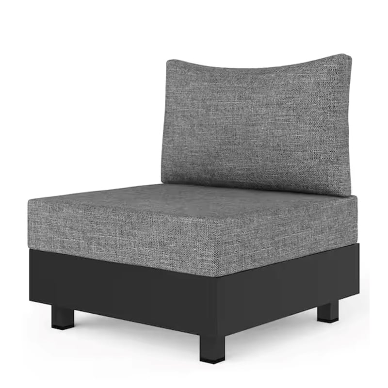 2-Piece Gray Aluminum Modular Armless Chairs for Pool Garden Balcony Porch