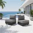 2-Piece Gray Aluminum Modular Armless Chairs for Pool Garden Balcony Porch