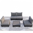 5-Piece Gray Aluminum Patio Sectional Set - Coffee Table