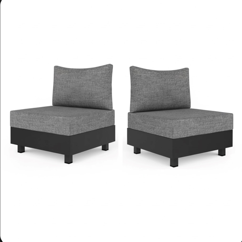 5-Piece Gray Aluminum Patio Sectional Set - Coffee Table
