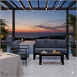 3-Piece Modern Aluminum Patio Conversation Set - 5-Seat Outdoor - Blue