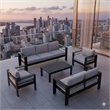 5-Piece Modern Aluminum Patio Conversation Set - 7-Seat - Light Gray