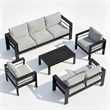 5-Piece Modern Aluminum Patio Conversation Set - 7-Seat - Light Gray