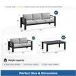 3-Piece Modern Aluminum Patio Conversation Set - 5-Seat - Light Gray