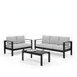 3-Piece Modern Aluminum Patio Conversation Set - 5-Seat - Light Gray