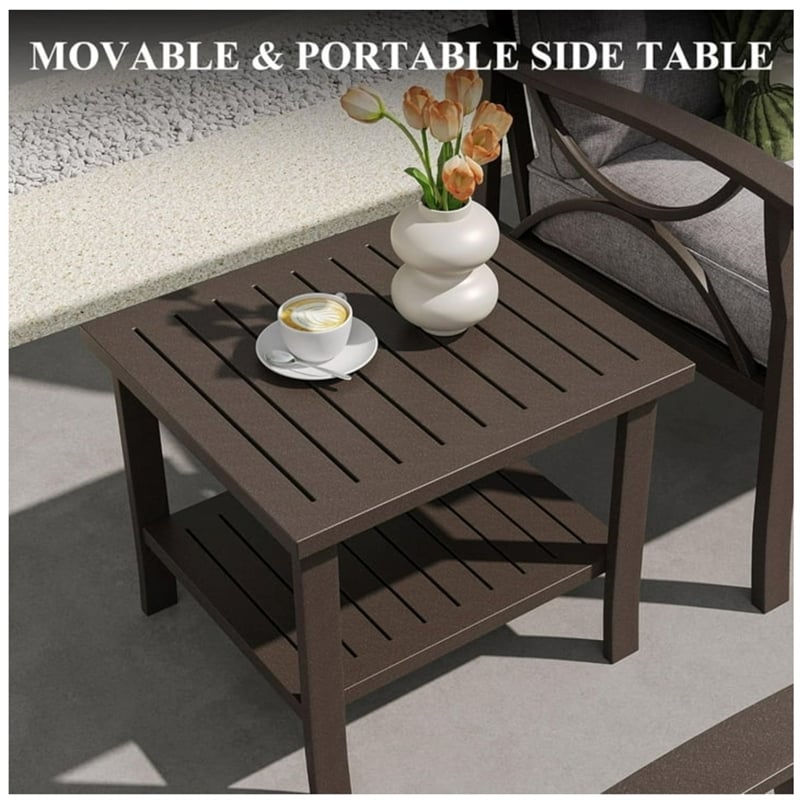 5-Piece Metal Patio Furniture Set - 5-Seat All-Weather Conversation - Beige