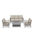 5-Piece Metal Patio Furniture Set - 5-Seat All-Weather Conversation - Beige