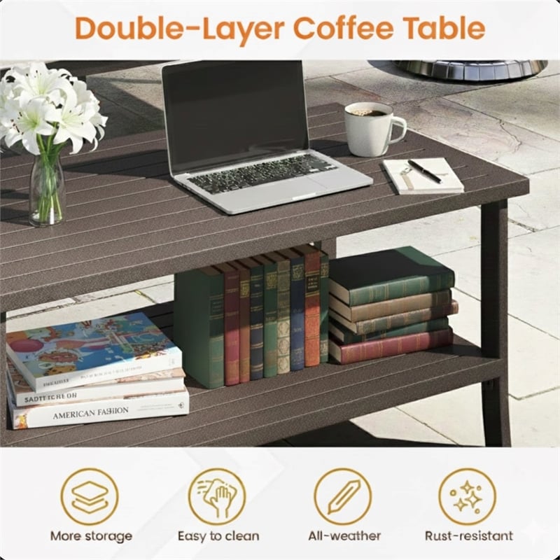 5-Piece Metal Patio Furniture Set - 5-Seat All-Weather (Khaki Frame)