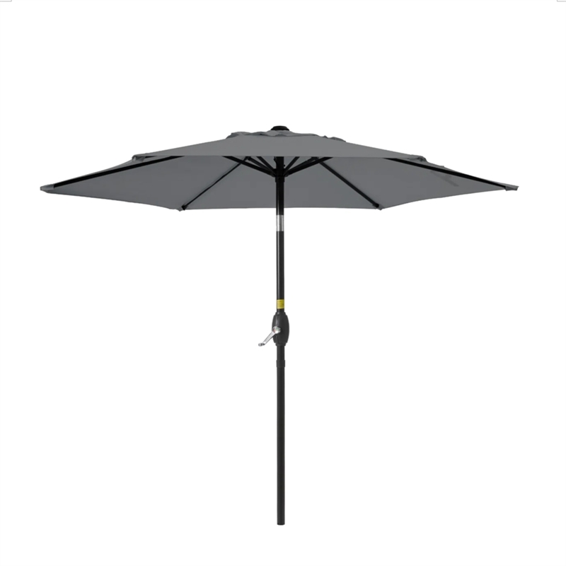 7.5 Feet Gray Market Umbrella - Tilt. UV-Resistant Canopy for - Backyard