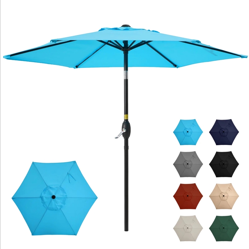 7.5 Feet Blue Market Umbrella - Tilt. UV-Resistant Canopy for - Backyard