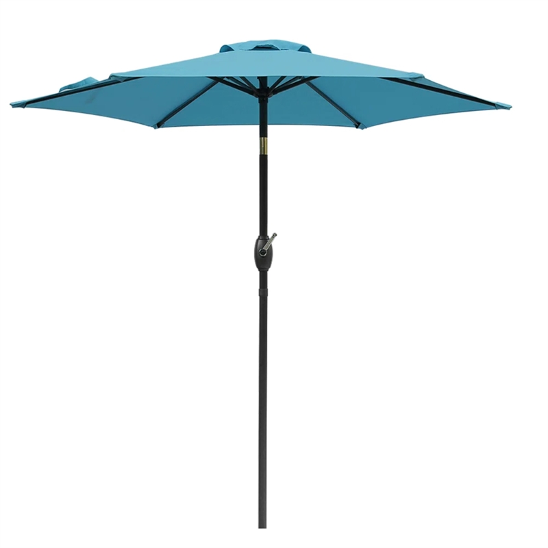 7.5 Feet Blue Market Umbrella - Tilt. UV-Resistant Canopy for - Backyard
