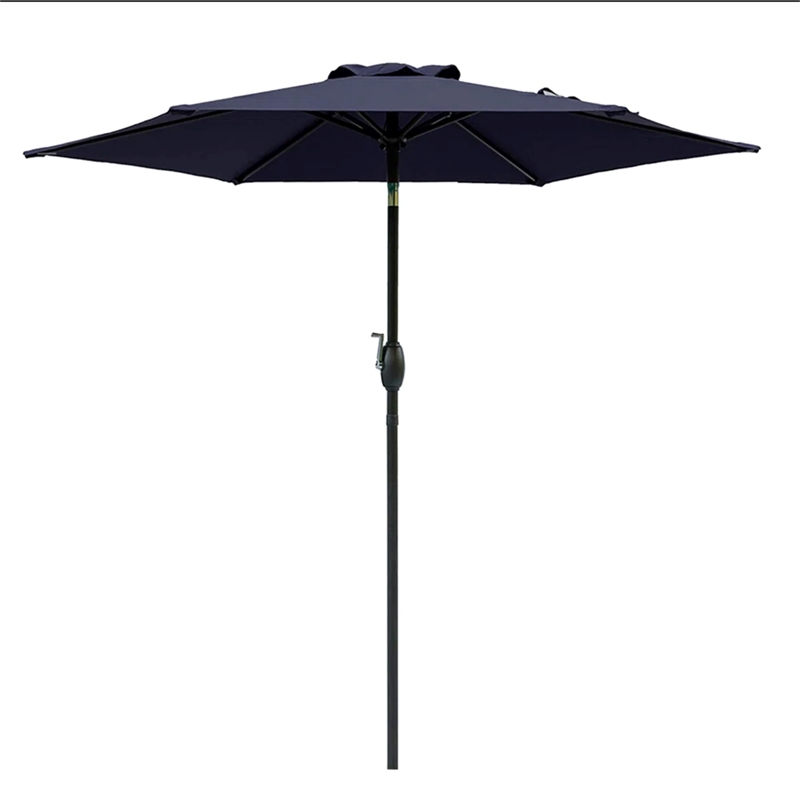 7.5 Feet Navy Blue Market Umbrella - Tilt. UV-Resistant Canopy for